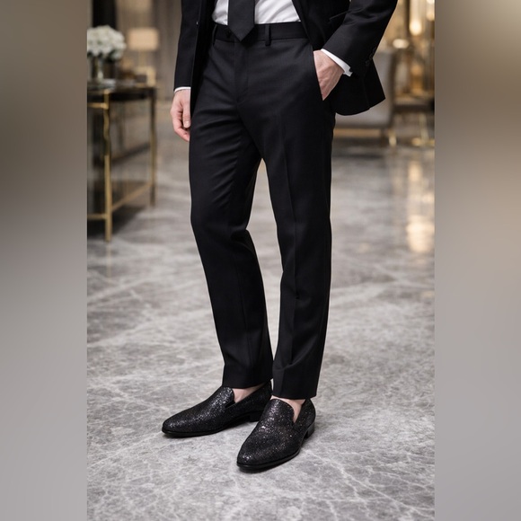 Steve Madden Black Glitter Loafers Slip-On Dress Shoes Mens Sparkle Party Luxe main image 10